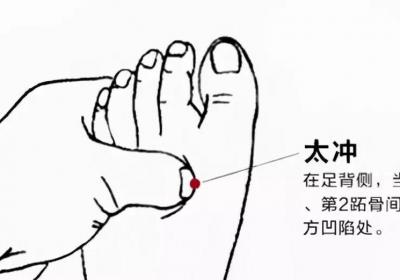 足厥阴肝经经穴：太冲穴