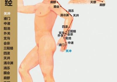 人体十二经脉——手少阳三焦经循行路线图及23个穴位位置图